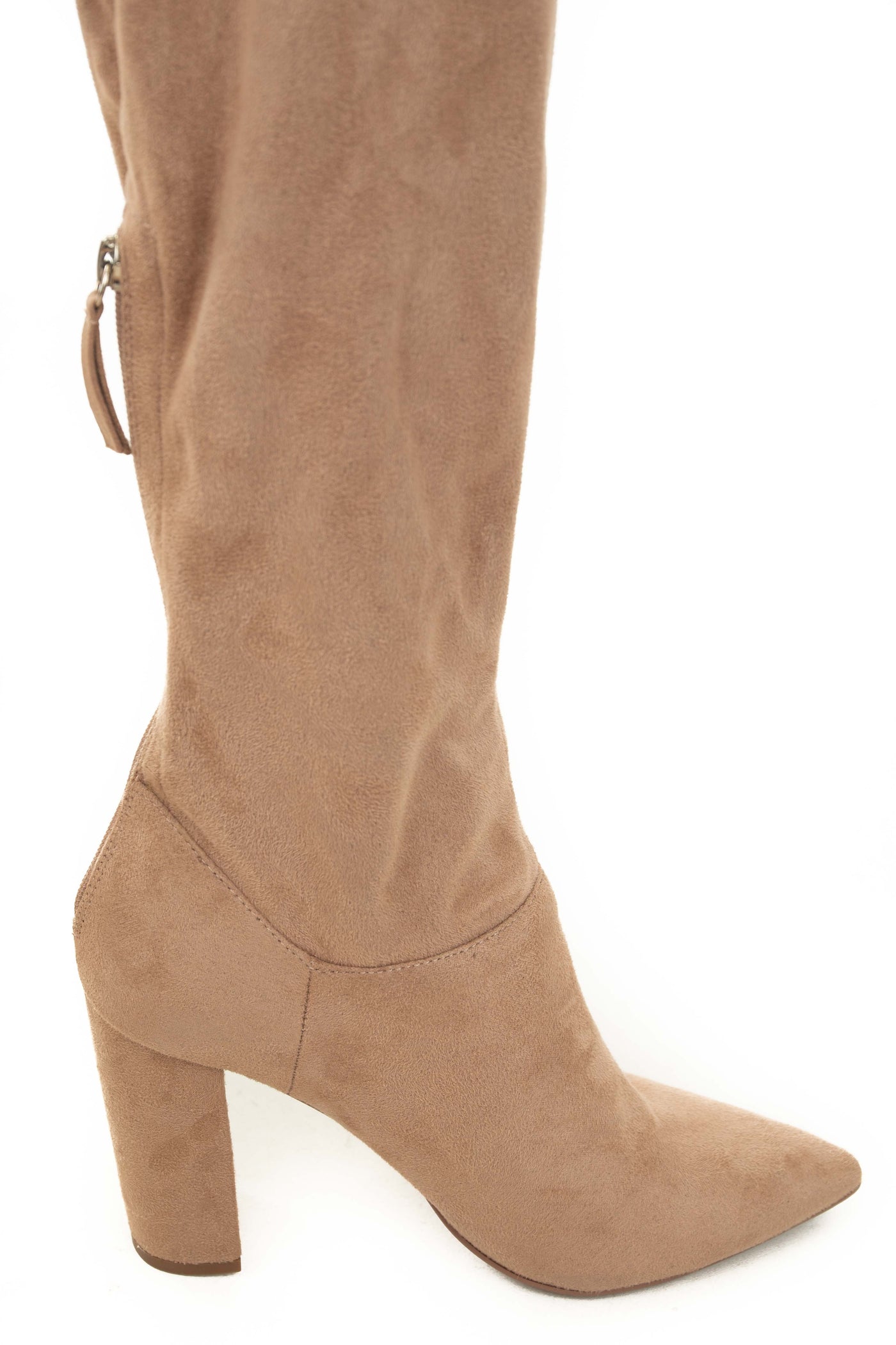 Latte Faux Suede Slouchy Knee Length Boots
