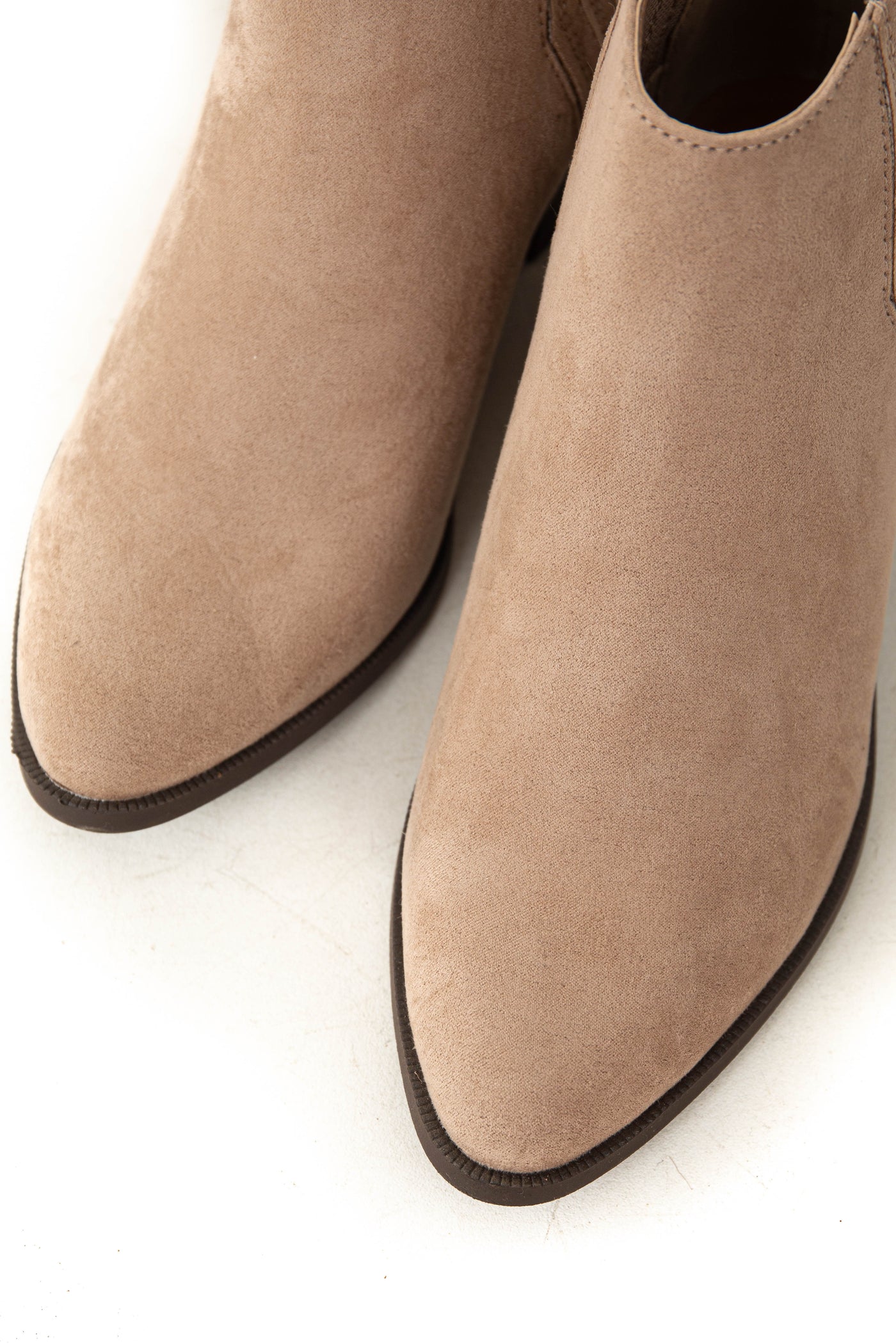 Latte Slit Elastic Panel Pointed Toe Booties