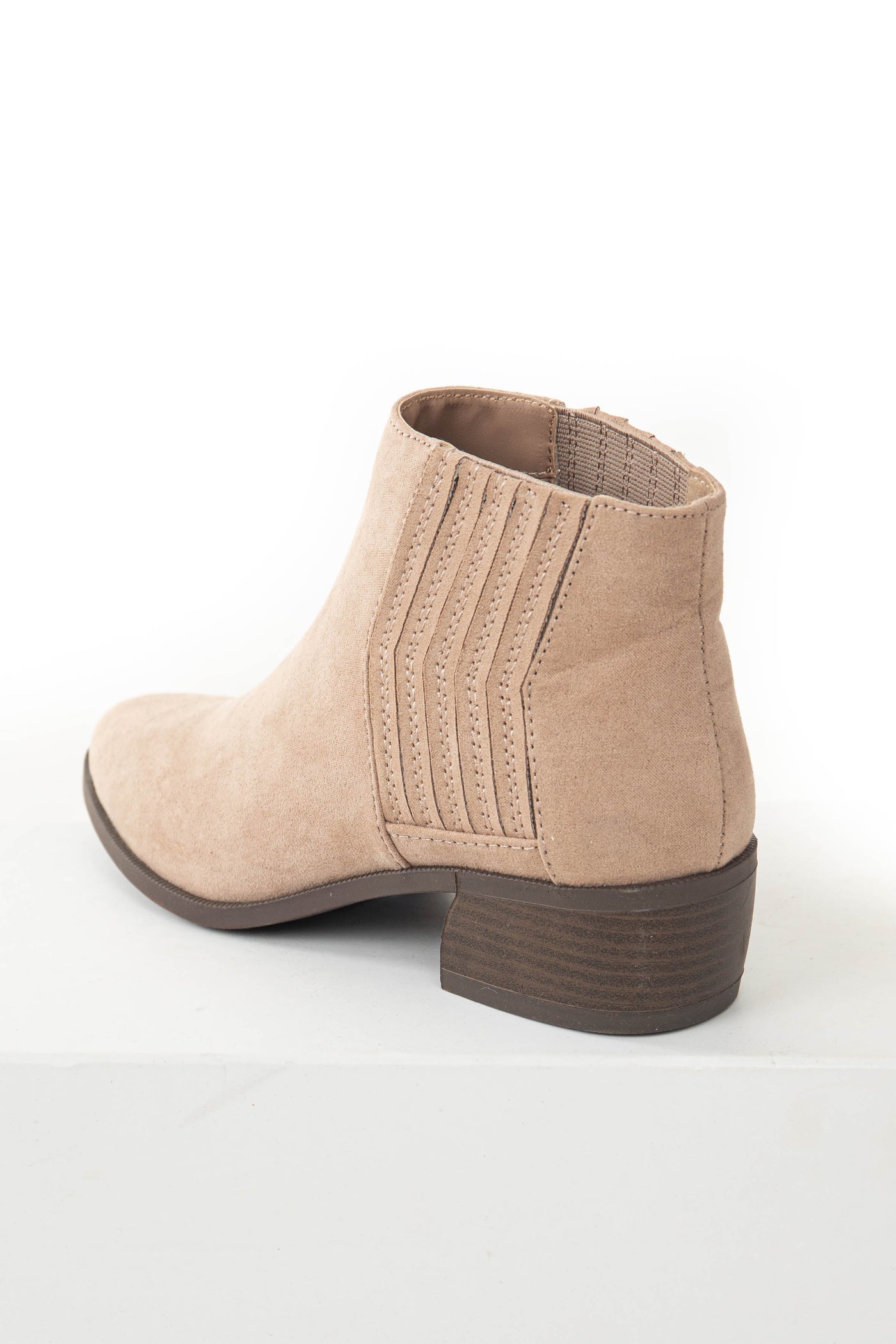 Latte Slit Elastic Panel Pointed Toe Booties