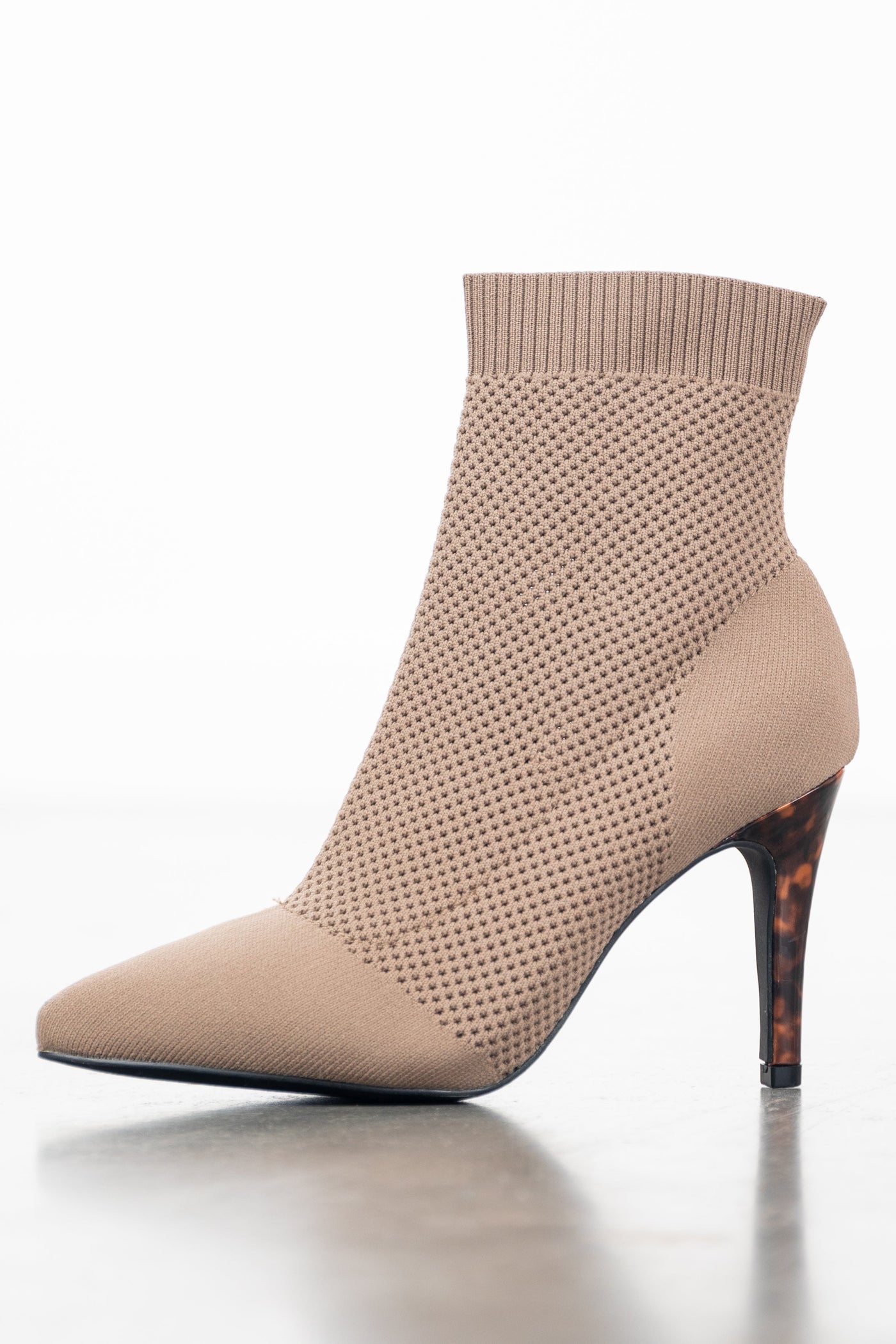 Latte Sweater Knit Pointed Toe Stiletto Booties