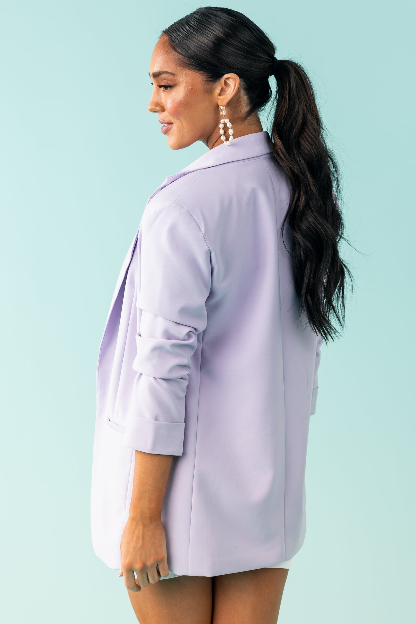 Lavender Longline Open Blazer