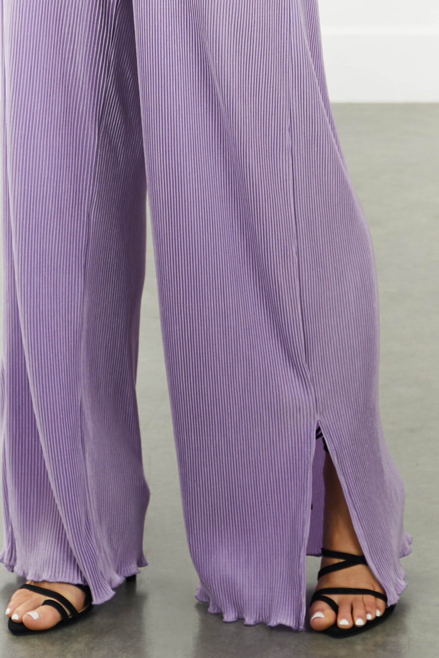 Lavender Loose Fit Shirt and Pants Plisse Set