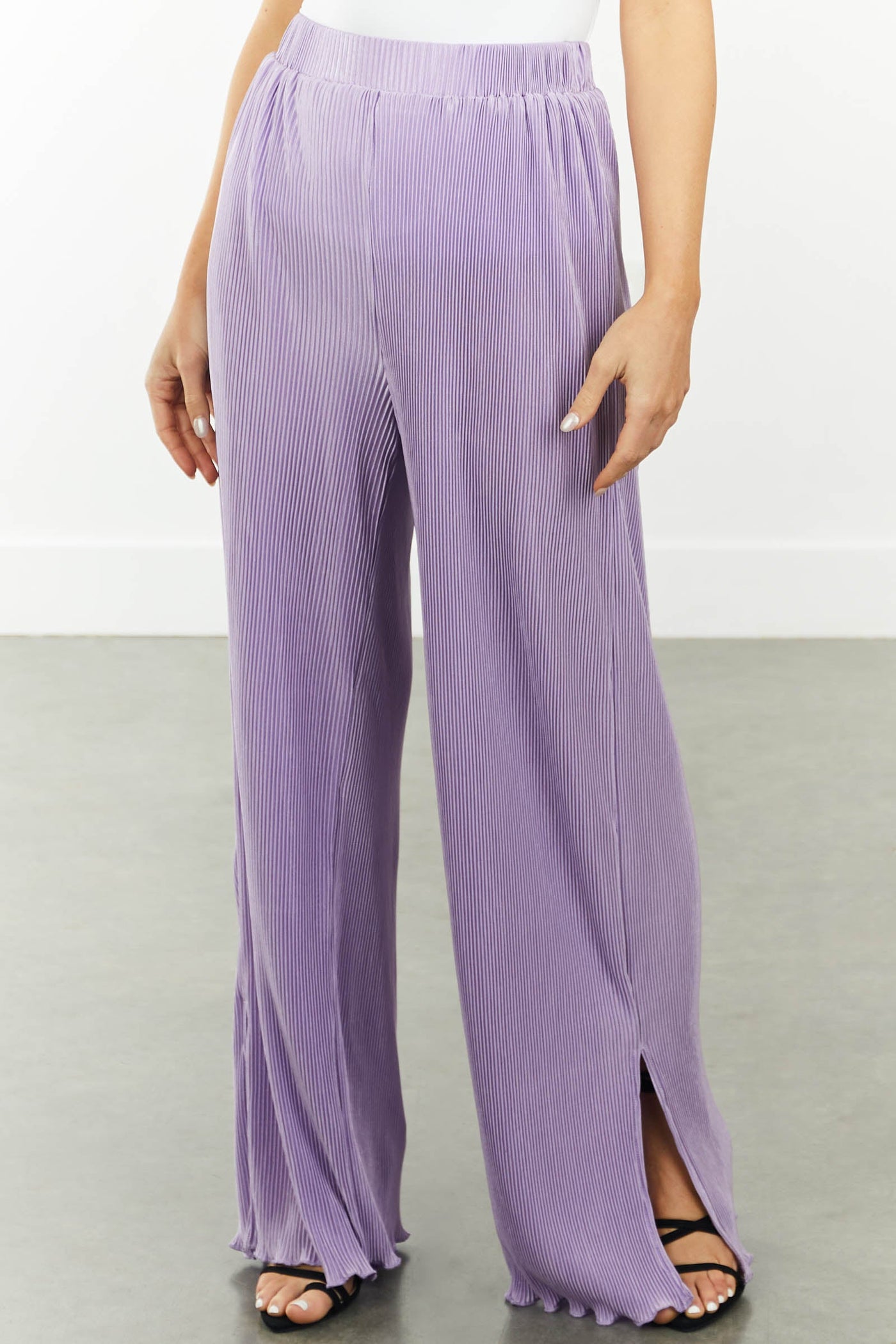 Lavender Loose Fit Shirt and Pants Plisse Set