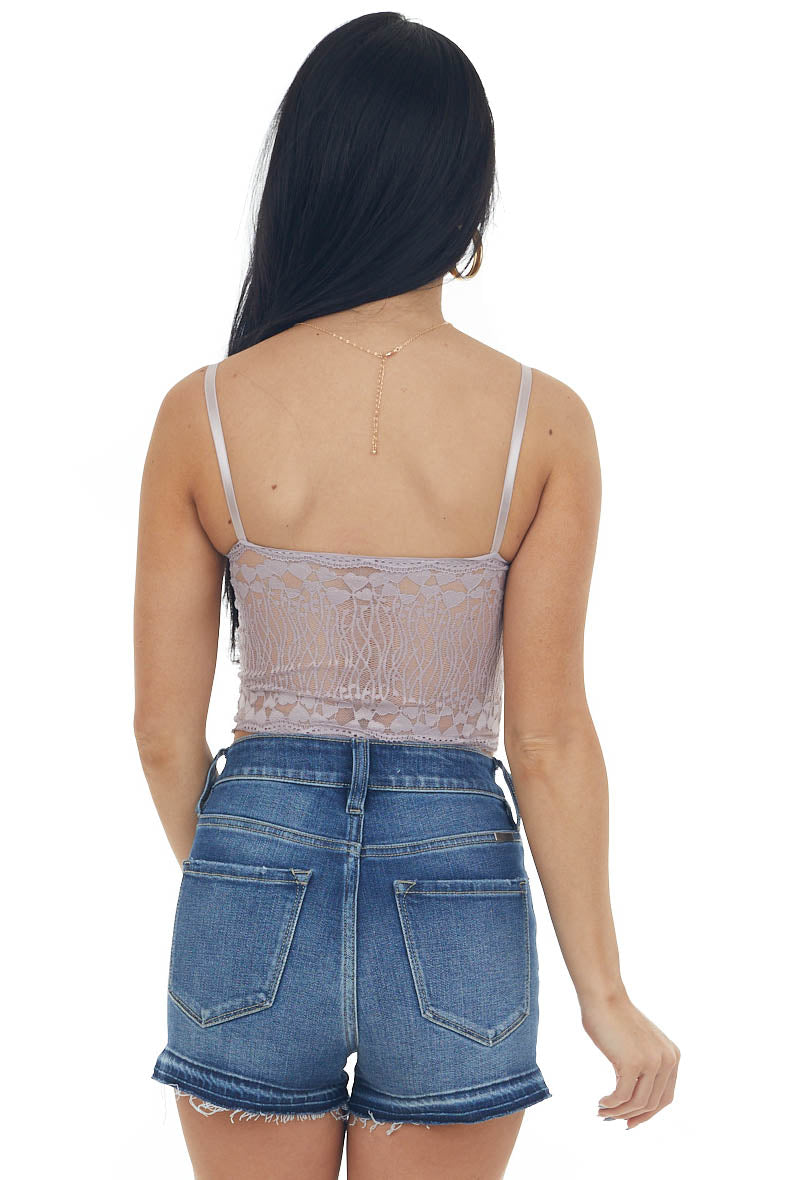 Lavender Padded Sweetheart Neck Lace Bralette