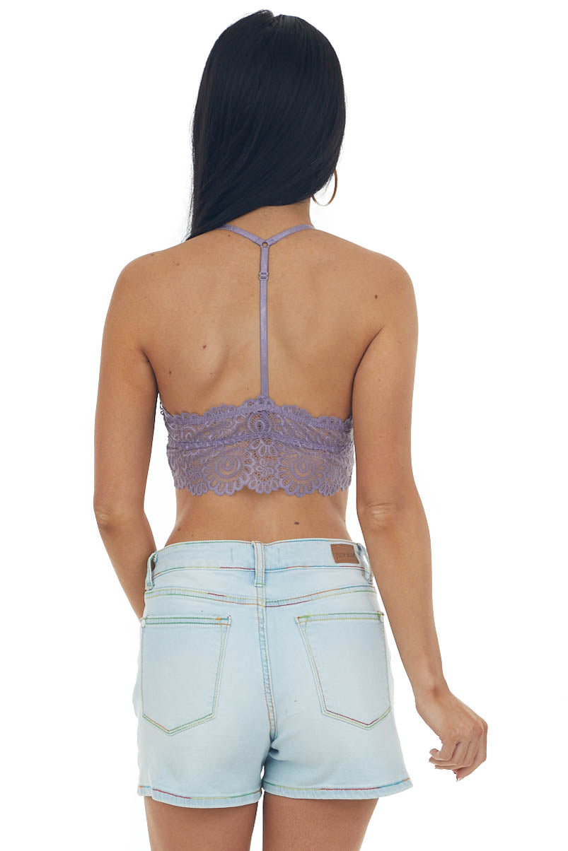 Lavender Scalloped Lace Triangle Bralette