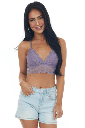 Lavender Scalloped Lace Triangle Bralette