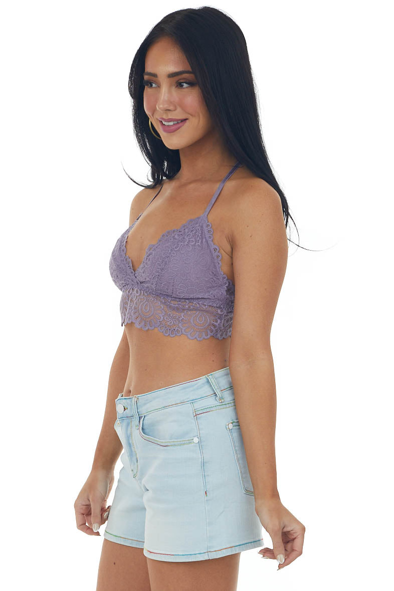 Lavender Scalloped Lace Triangle Bralette