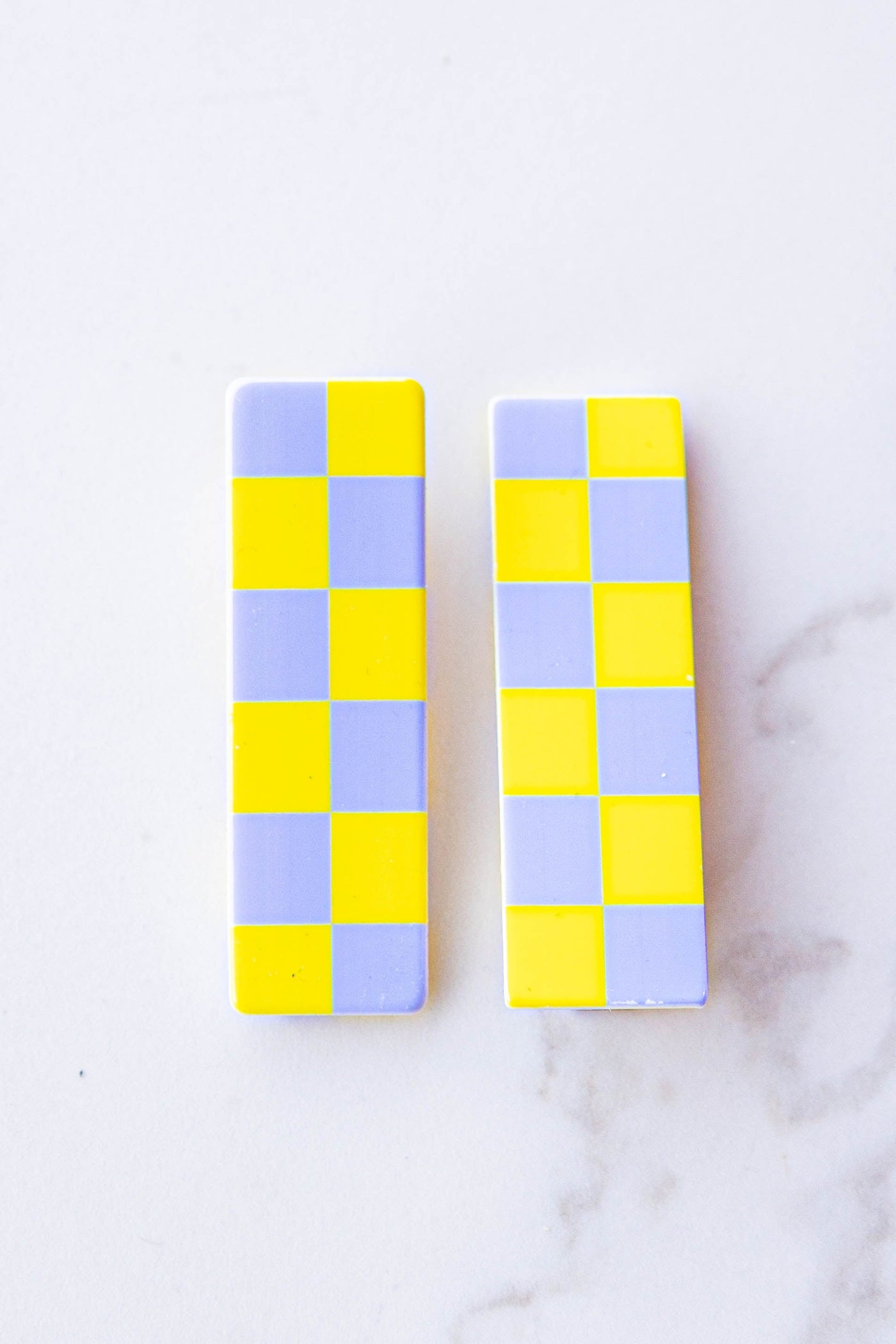 Lavender and Sunshine Checkered Bar Hair Clips
