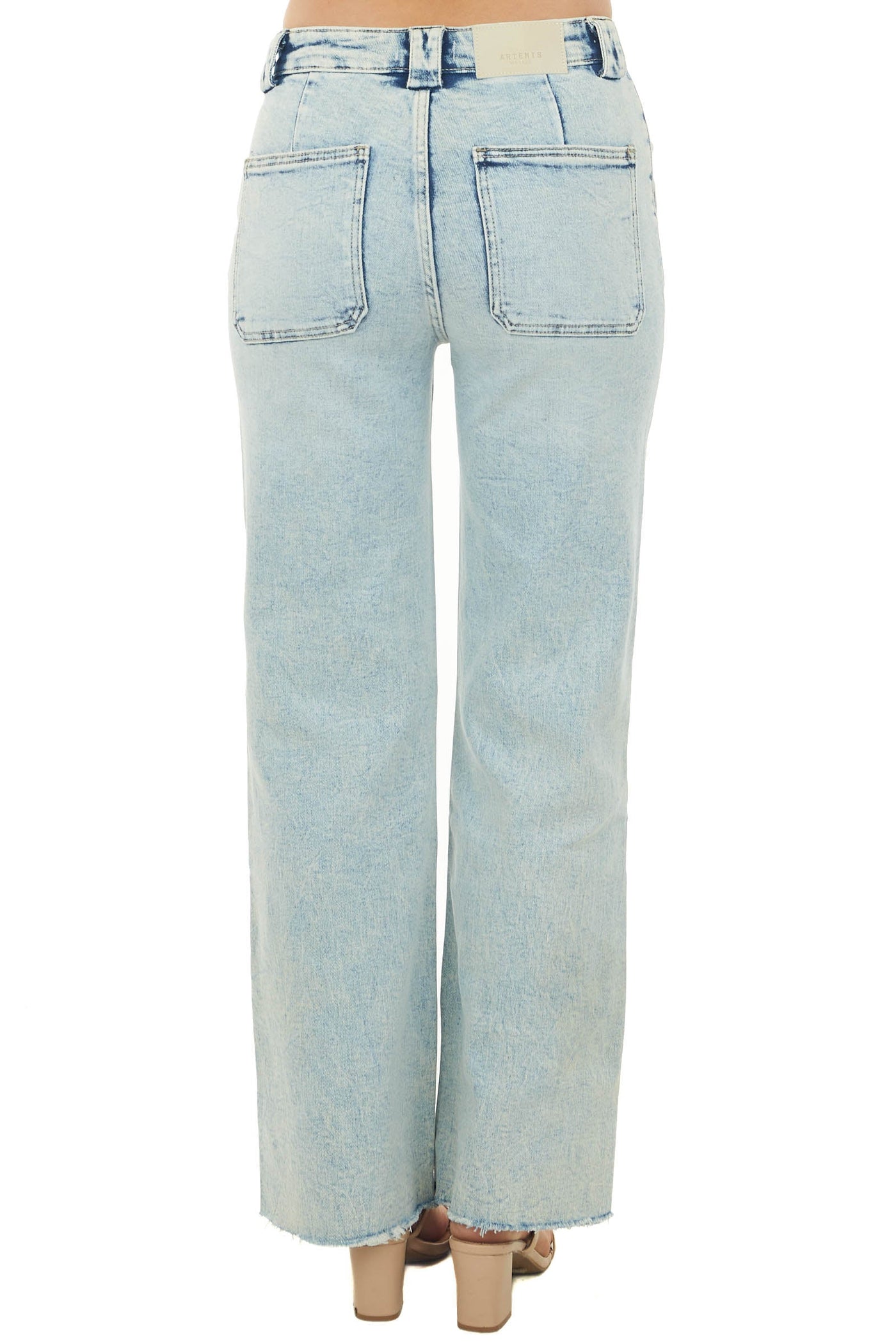 Light Acid Wash High Rise Wide Leg Jeans