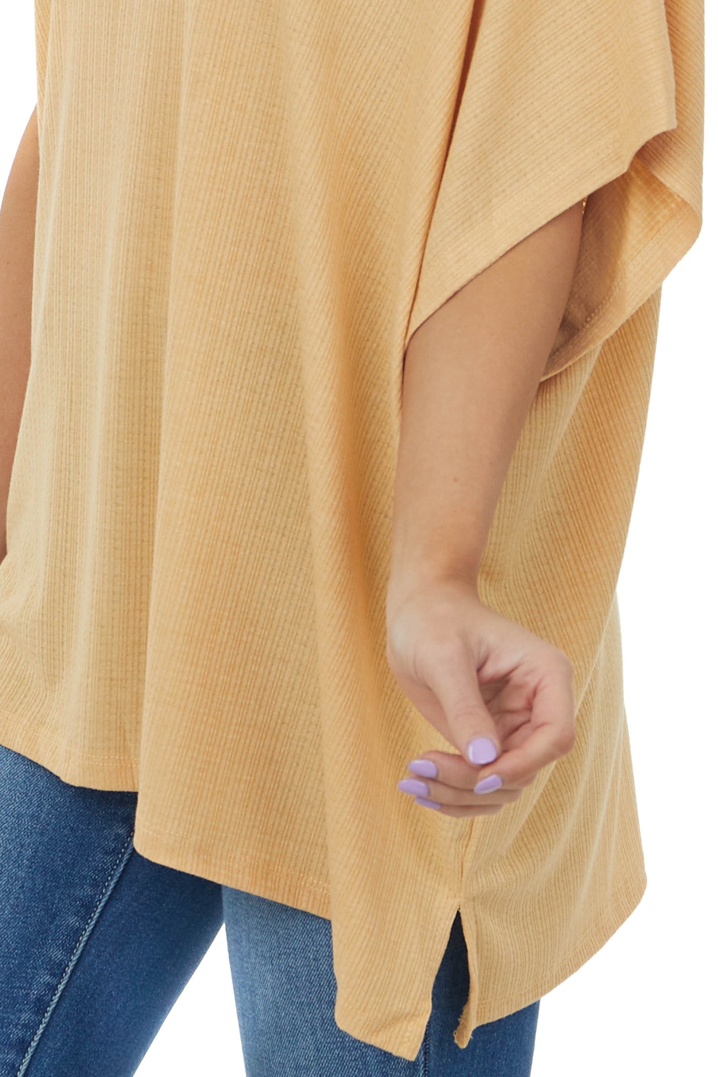 Light Amber One Shoulder Textured Knit Top
