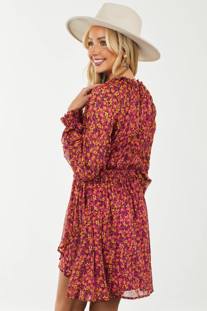 Light Boysenberry Floral Print Woven Mini Dress