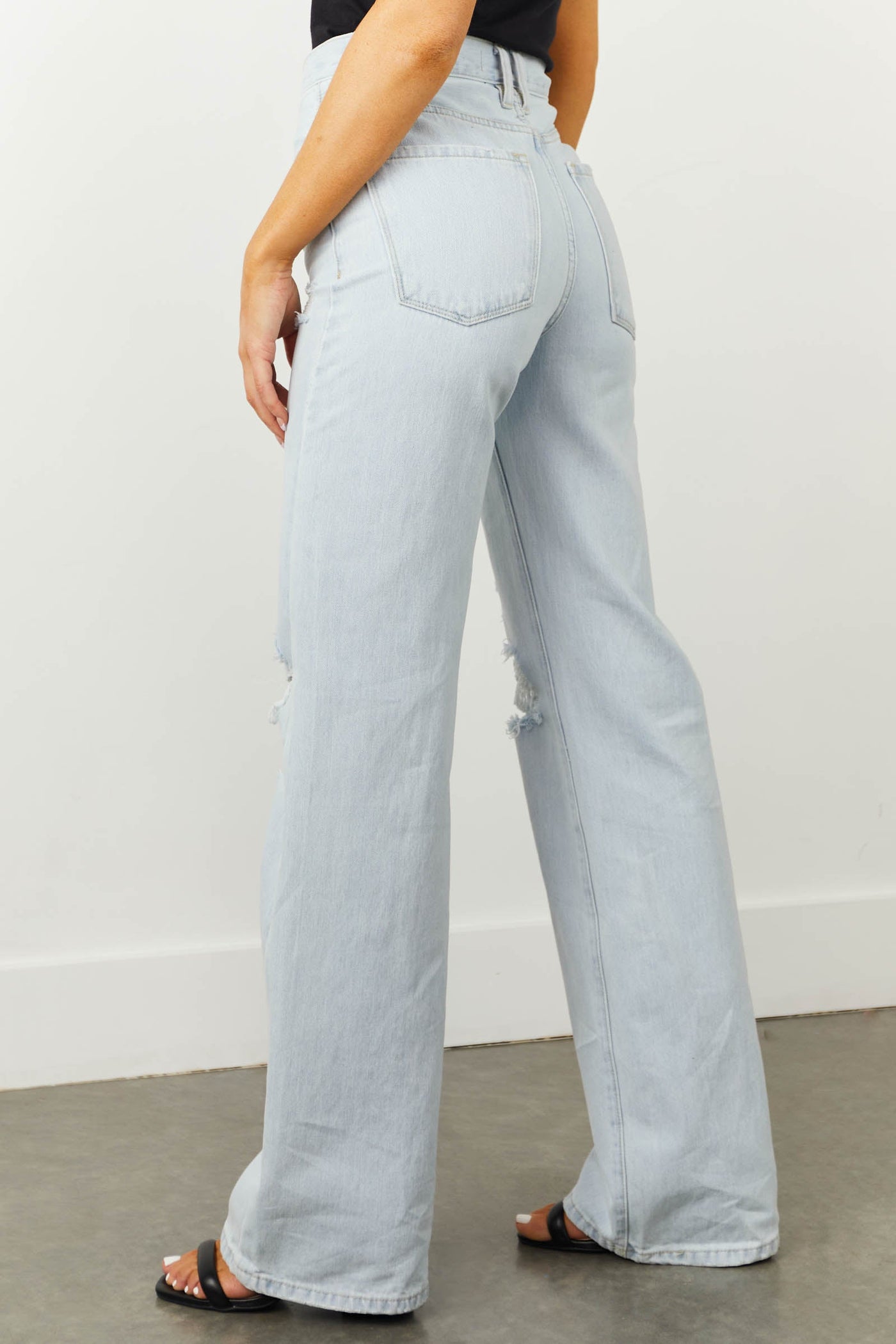 Light Denim High Rise Distressed Jeans