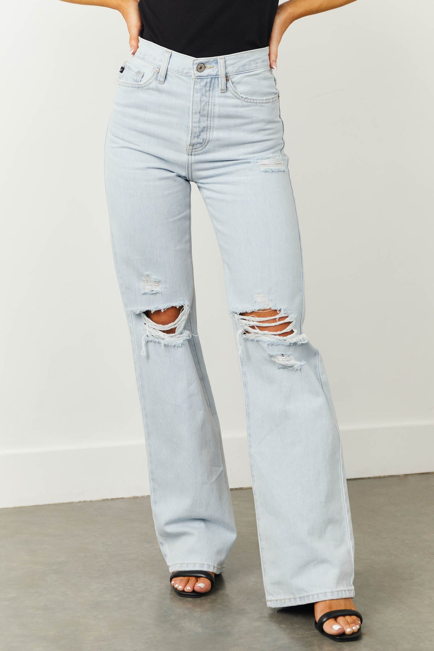 Light Denim High Rise Distressed Jeans