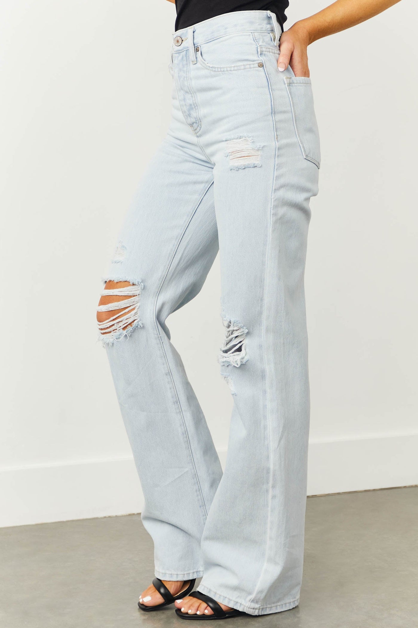 Light Denim High Rise Distressed Jeans
