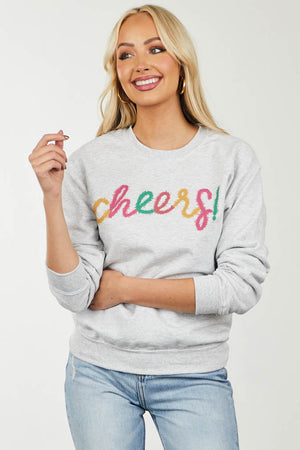 Light Heathered Grey 'Cheers' Graphic Sweatshirt