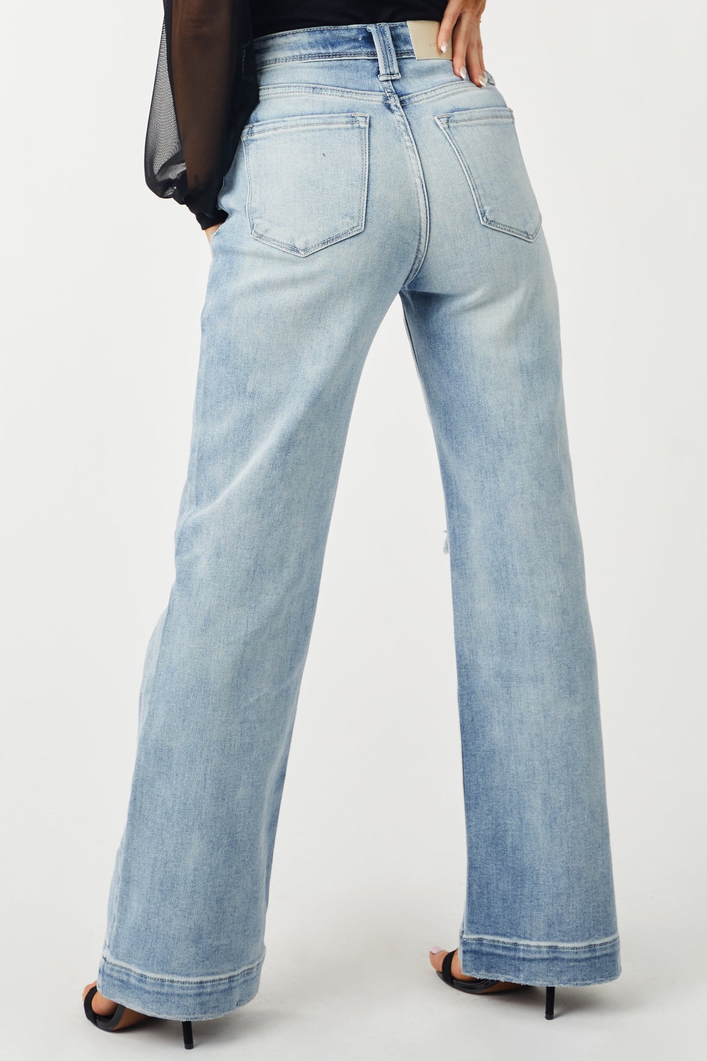 Light Wash High Rise Wide Leg Denim Jeans