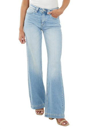 Light Wash High Rise Wide Relaxed Denim Jeans