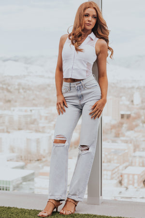 Light Washed 90s Vintage Distressed Jeans