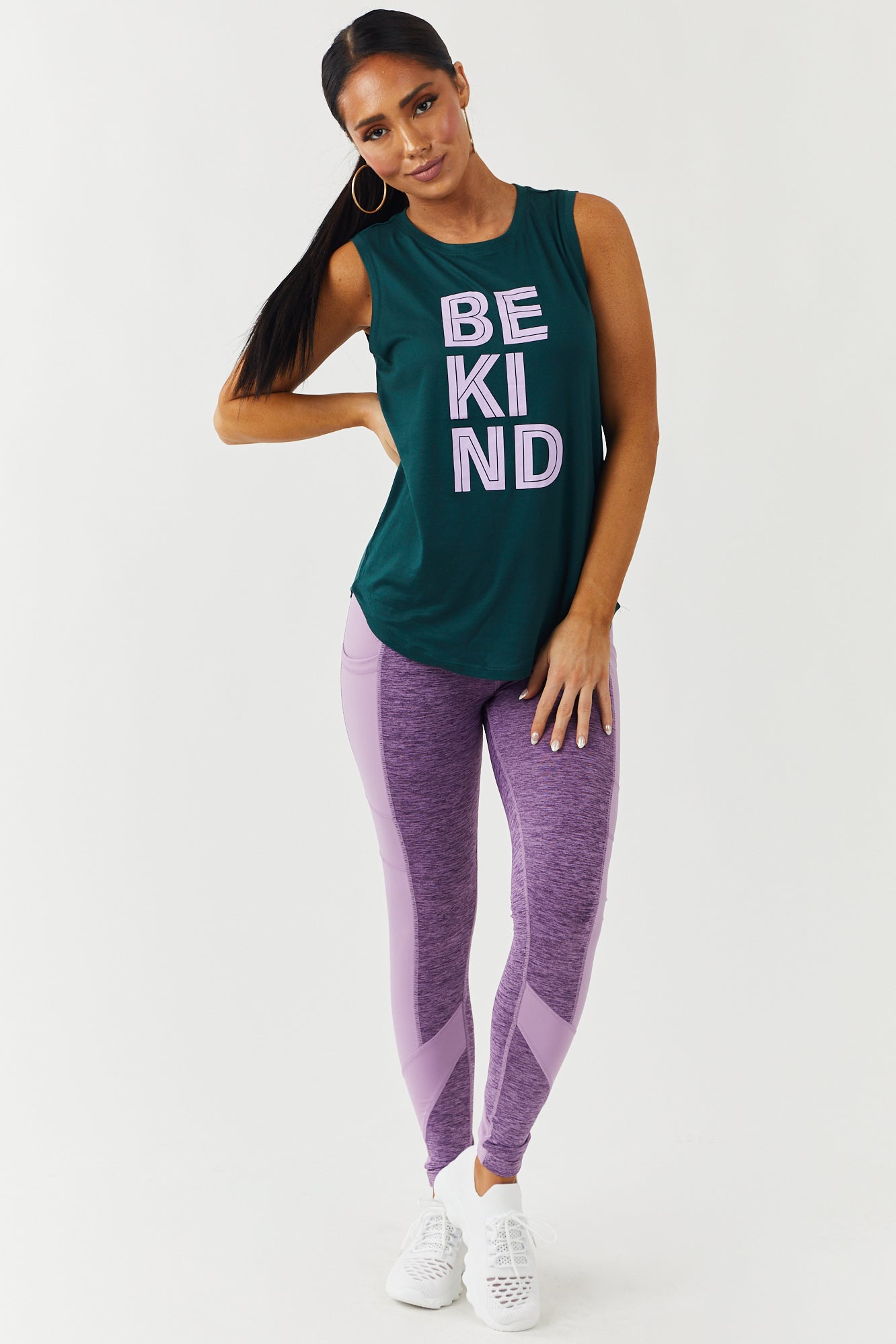 Lilac Colorblock Mid Rise Leggings with Pockets