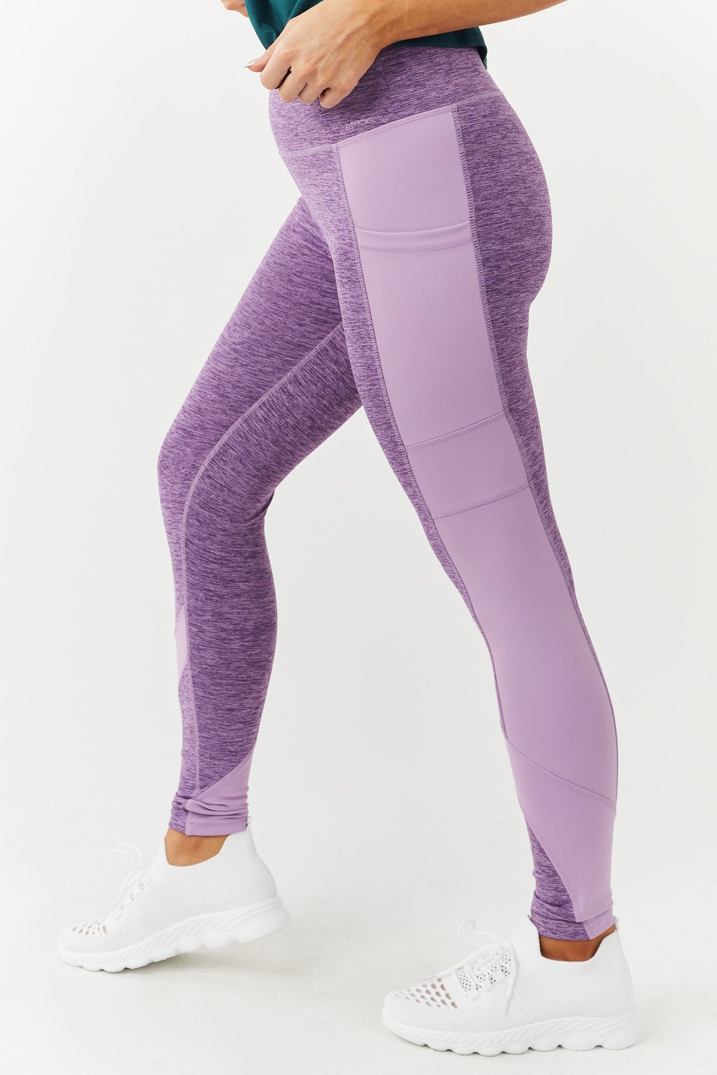 Lilac Colorblock Mid Rise Leggings with Pockets