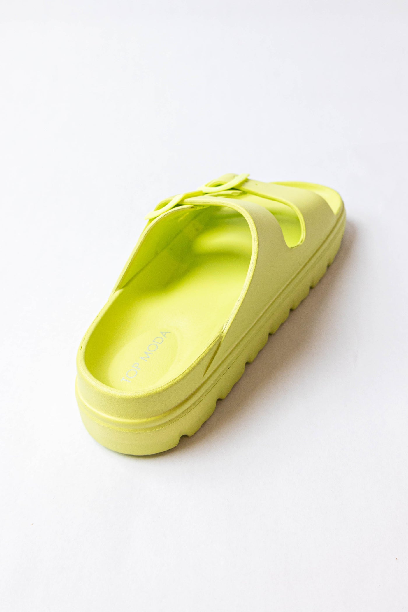 Lime Lug Sole Double Buckle Slide Sandals