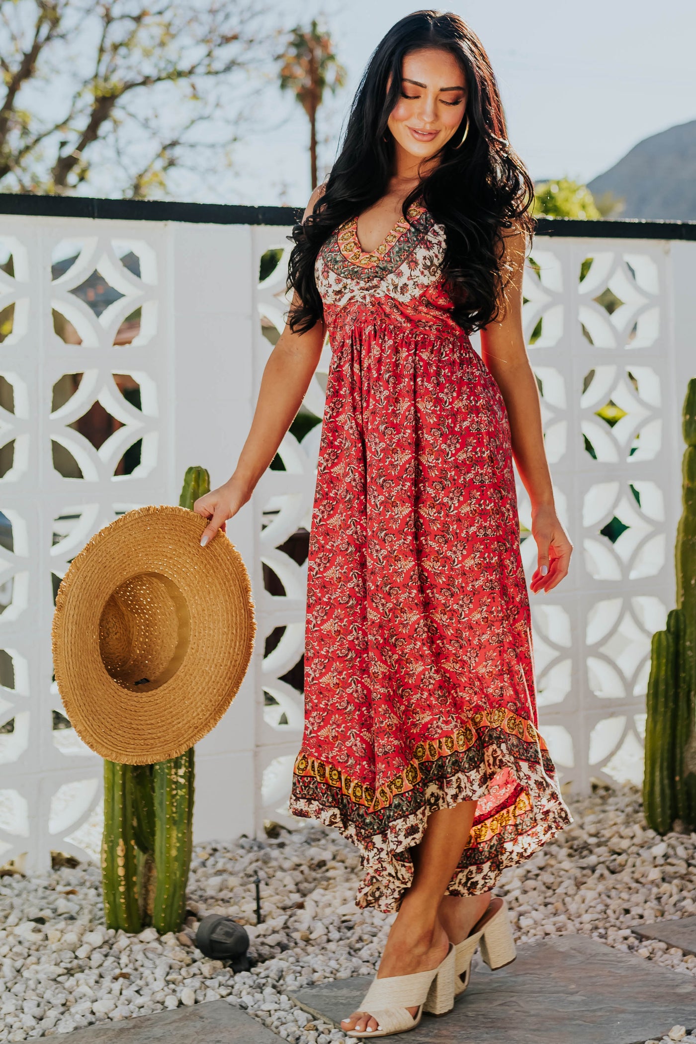 Lipstick Printed Halter Neck Sleeveless Jumpsuit