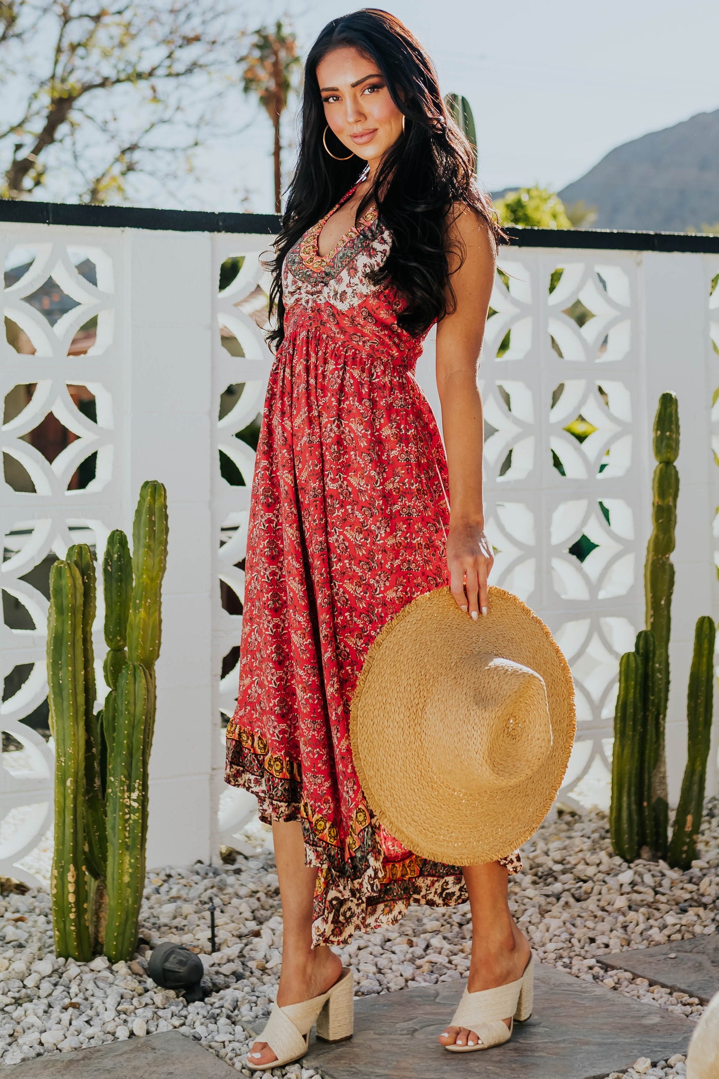 Lipstick Printed Halter Neck Sleeveless Jumpsuit