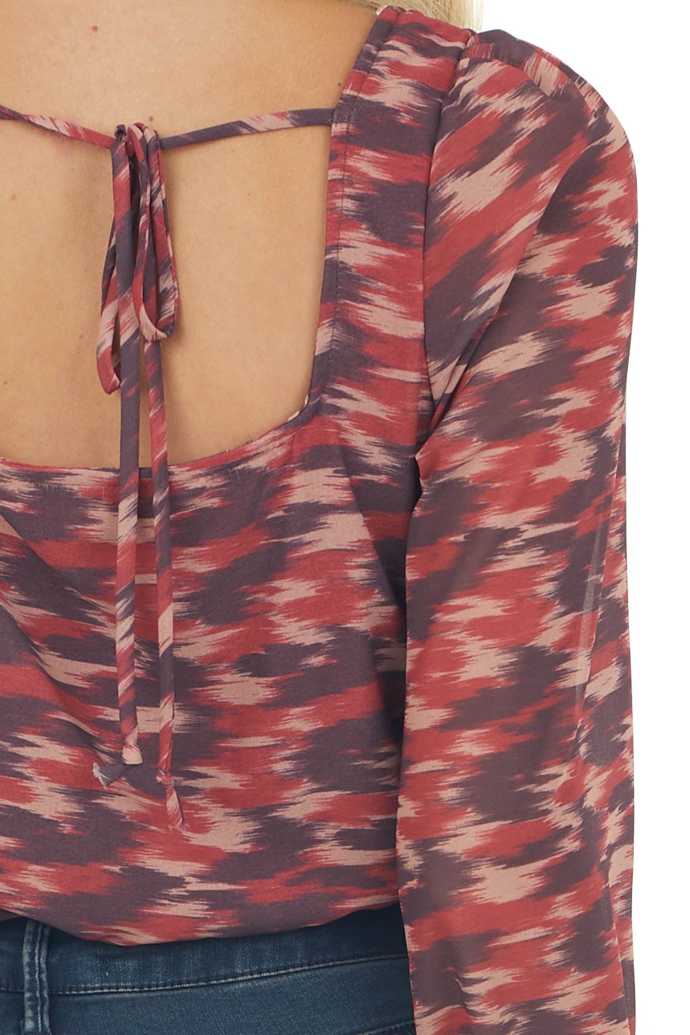 Lipstick Red Abstract Bubble Sleeve Bodysuit