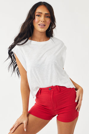 Lucy Cranberry High Rise Super Stretch Denim Shorts