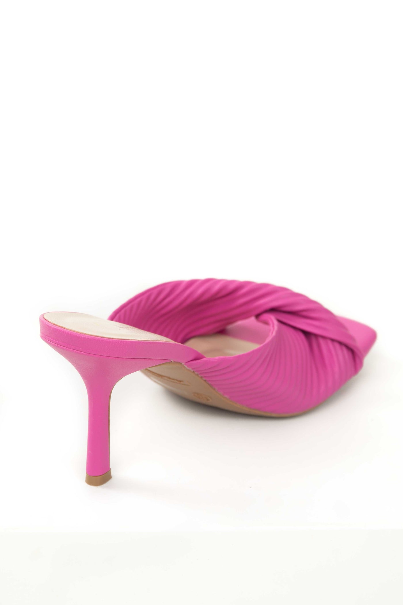 Magenta Faux Leather Twisted Square Toe Heels