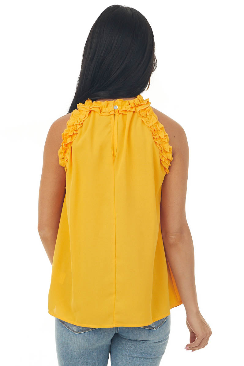Mango Frill Trim Halter Neck Woven Top