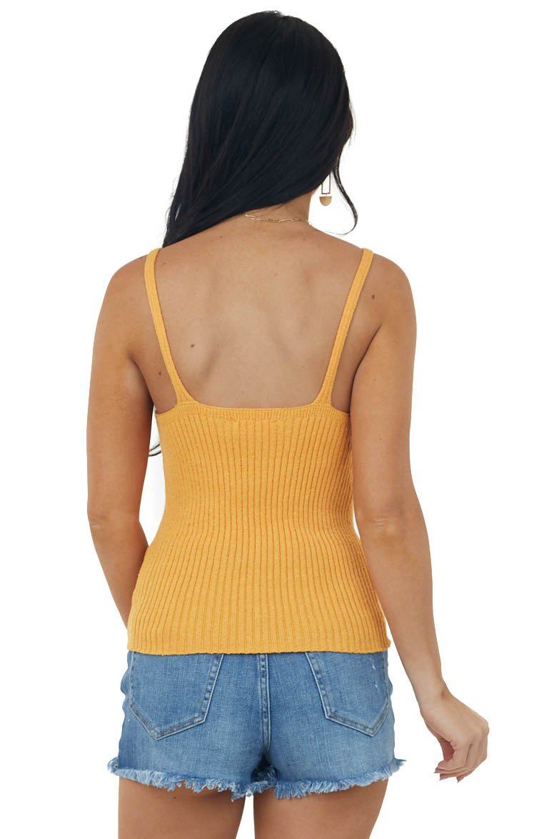 Mango Ring Strap V Neck Ribbed Knit Tank Top