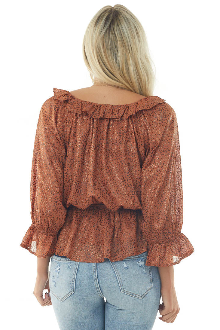 Marmalade Leopard Print Peplum Woven Top