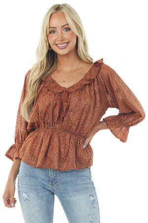 Marmalade Leopard Print Peplum Woven Top