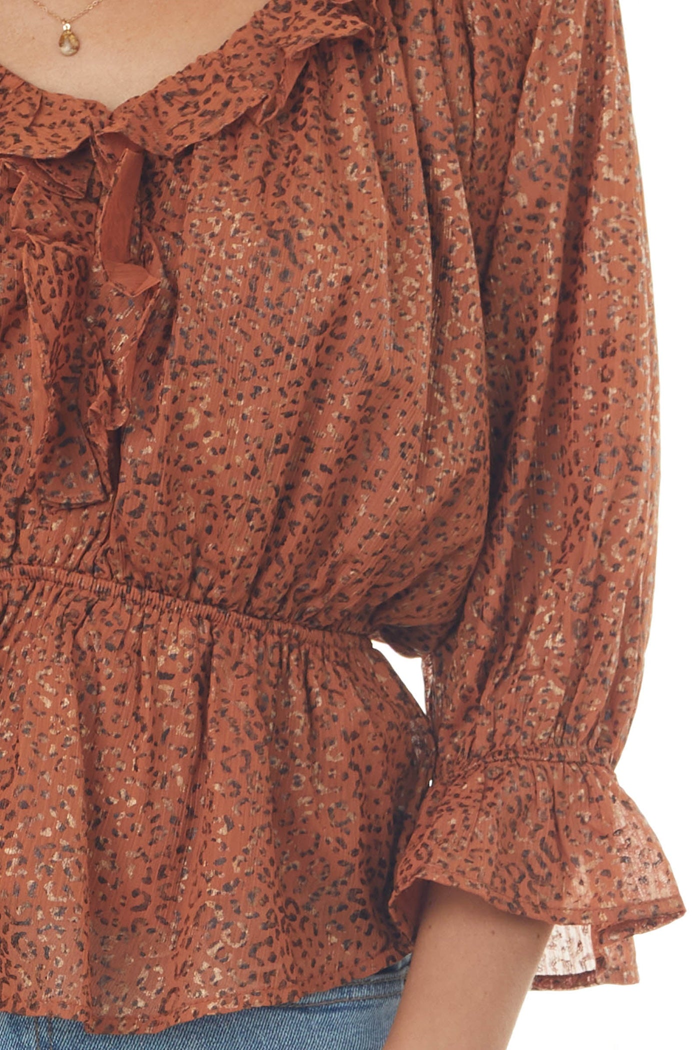 Marmalade Leopard Print Peplum Woven Top