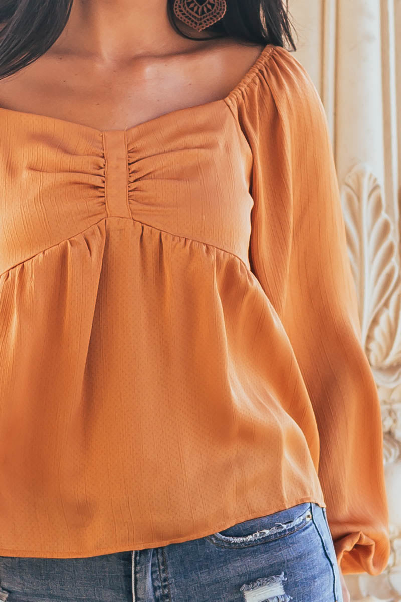Marmalade Long Sleeve Smocked Babydoll Woven Top