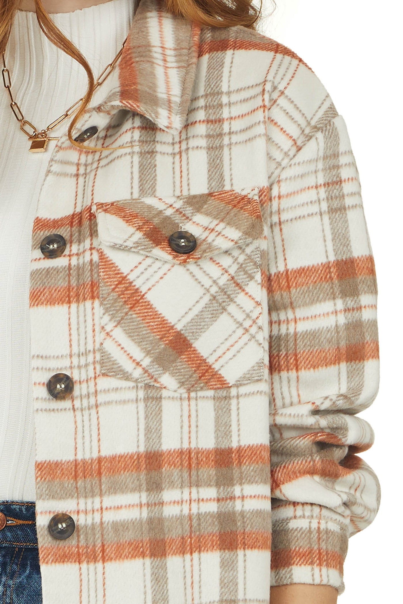 Marmalade Plaid Button Down Shirt Jacket