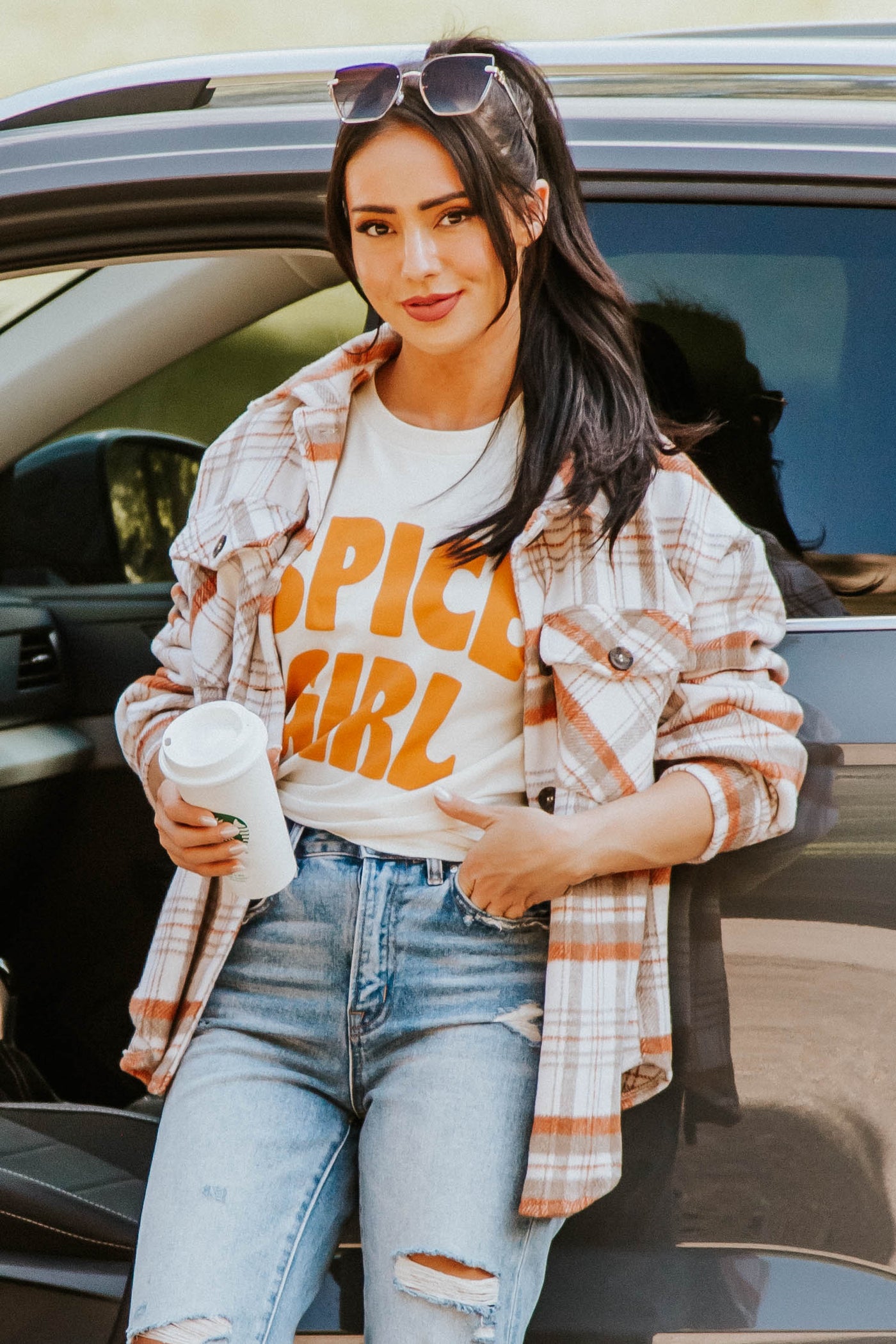 Marmalade Plaid Button Down Shirt Jacket