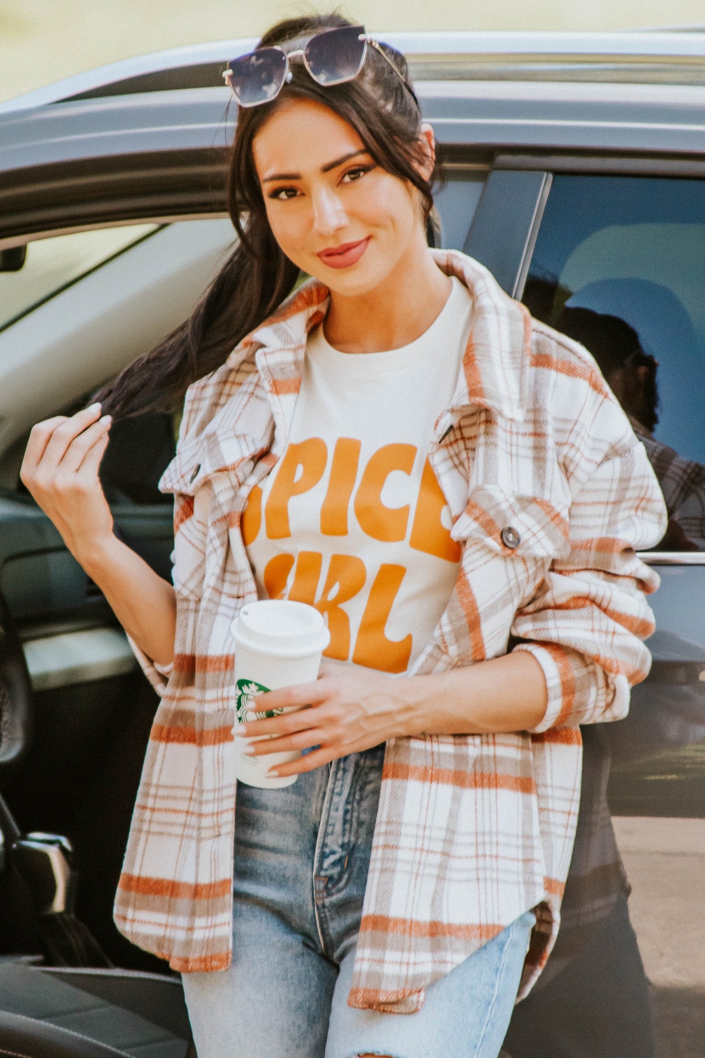 Marmalade Plaid Button Down Shirt Jacket