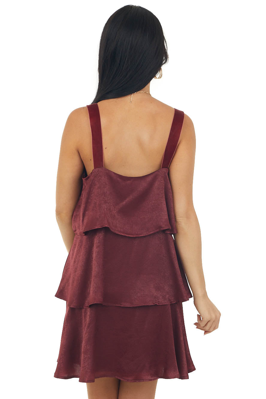 Marsala Sleeveless Tiered Short Soft Dress