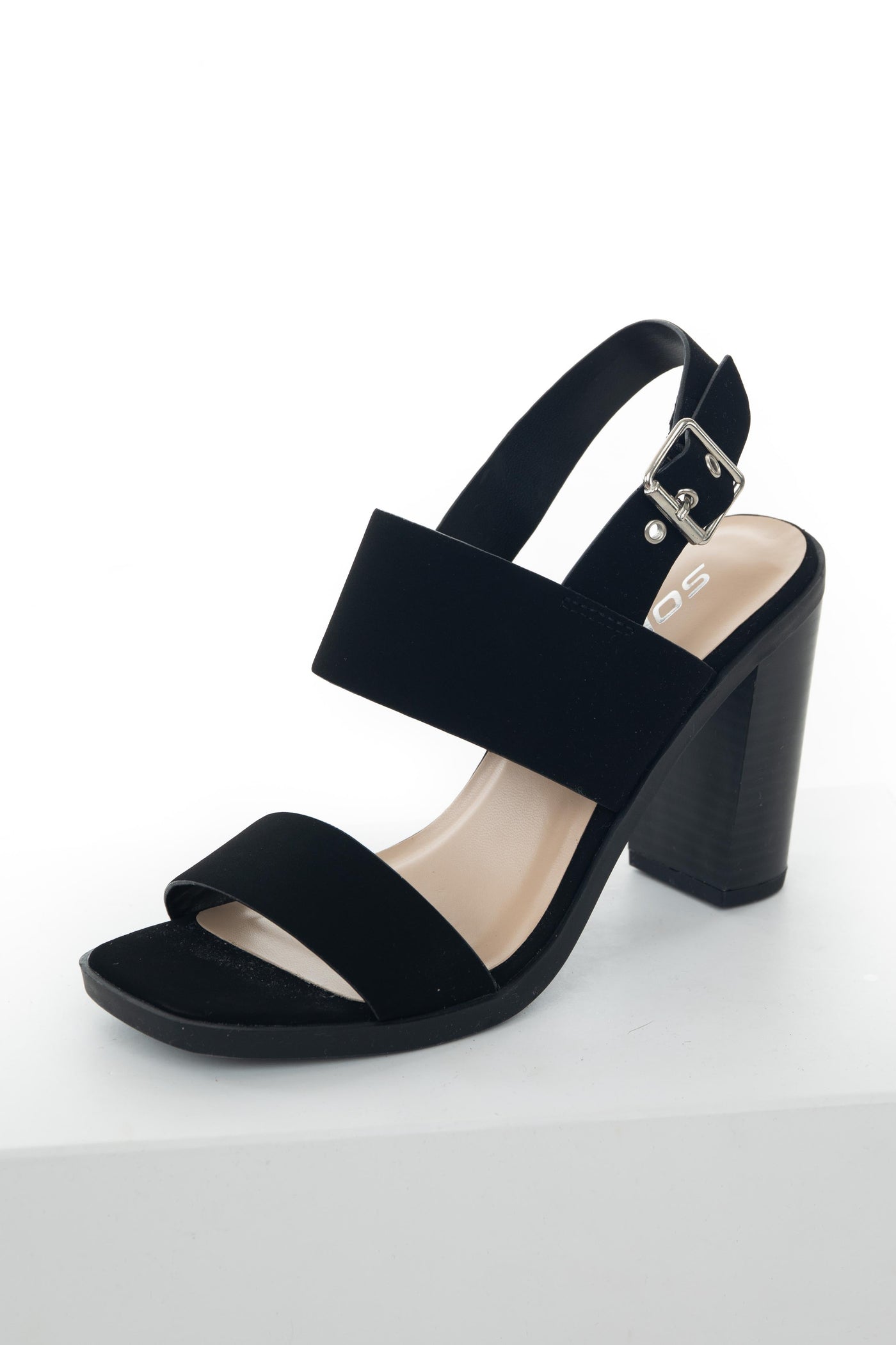 Black Sling Back Nubuck Strap High Heels