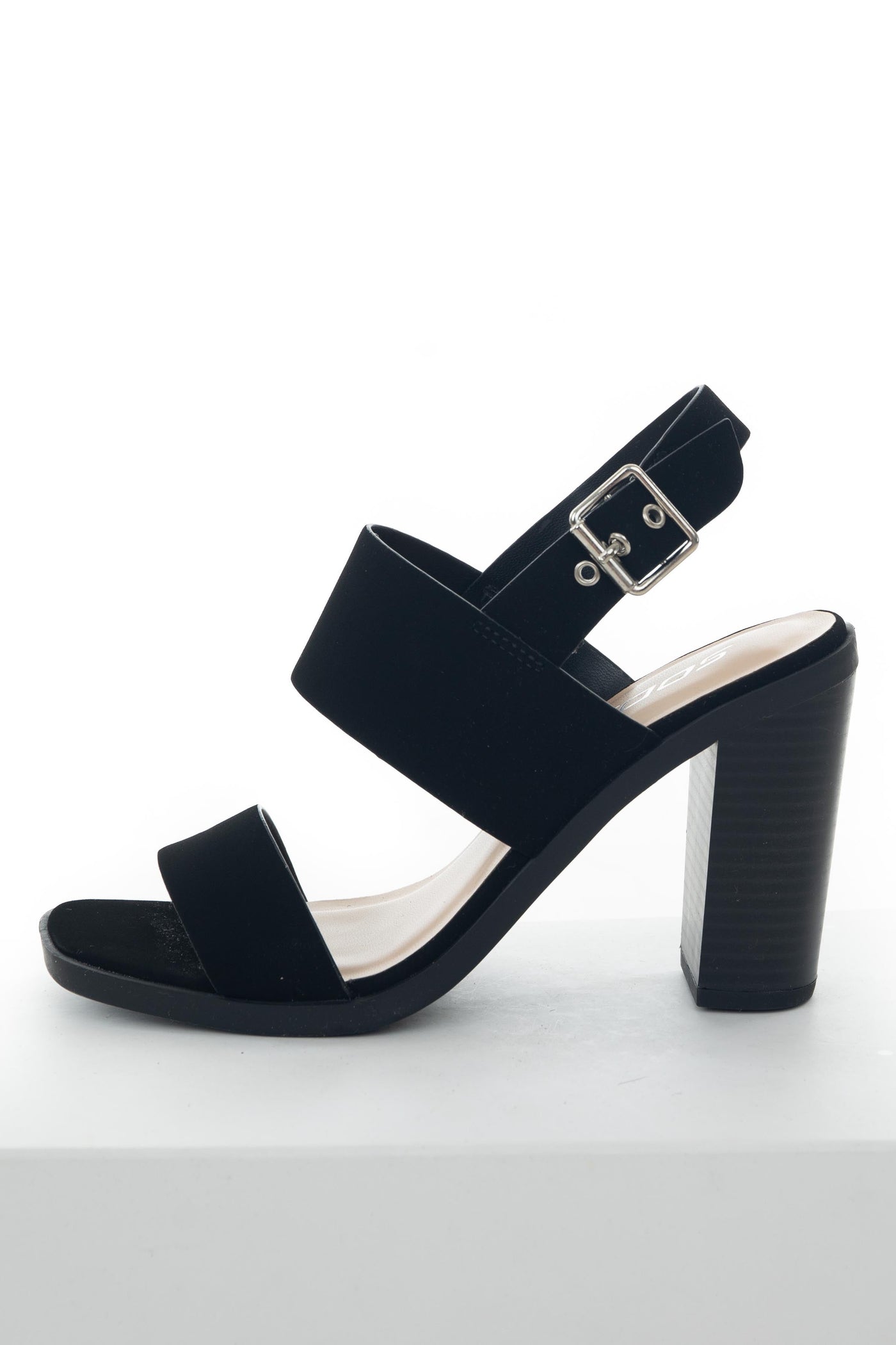 Black Sling Back Nubuck Strap High Heels