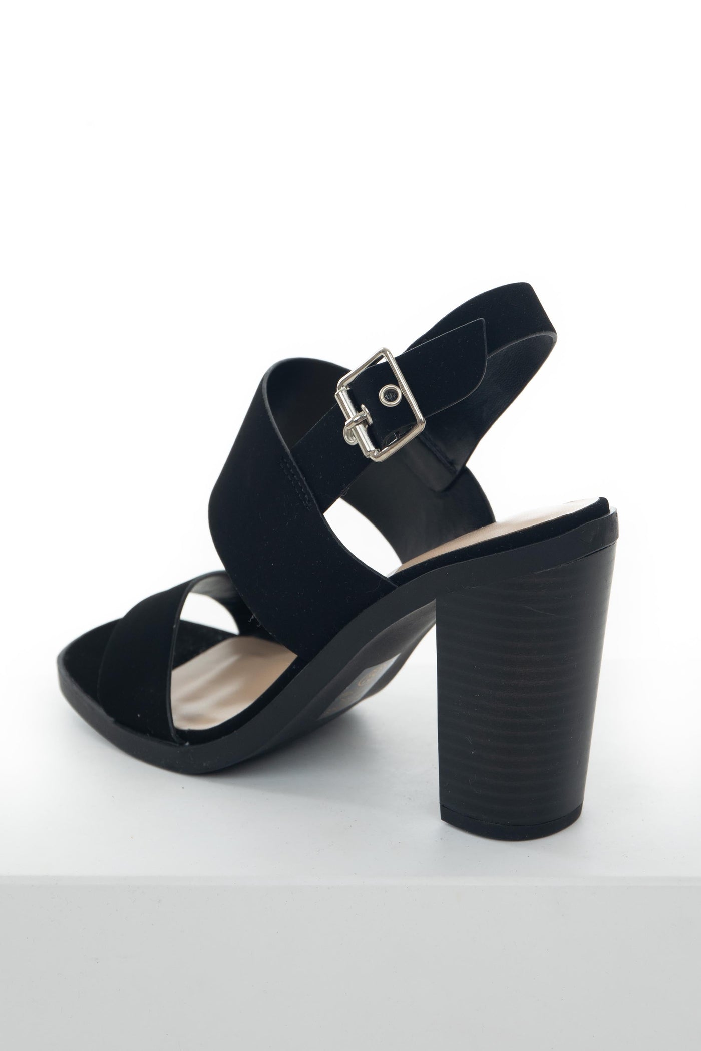 Black Sling Back Nubuck Strap High Heels