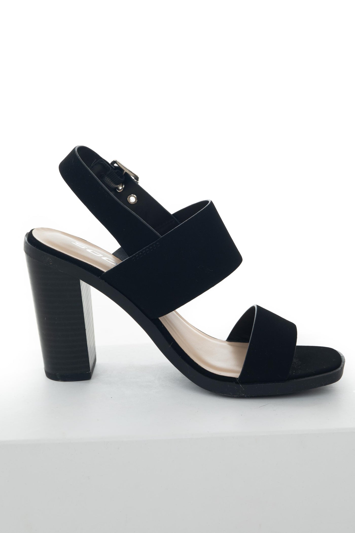 Black Sling Back Nubuck Strap High Heels