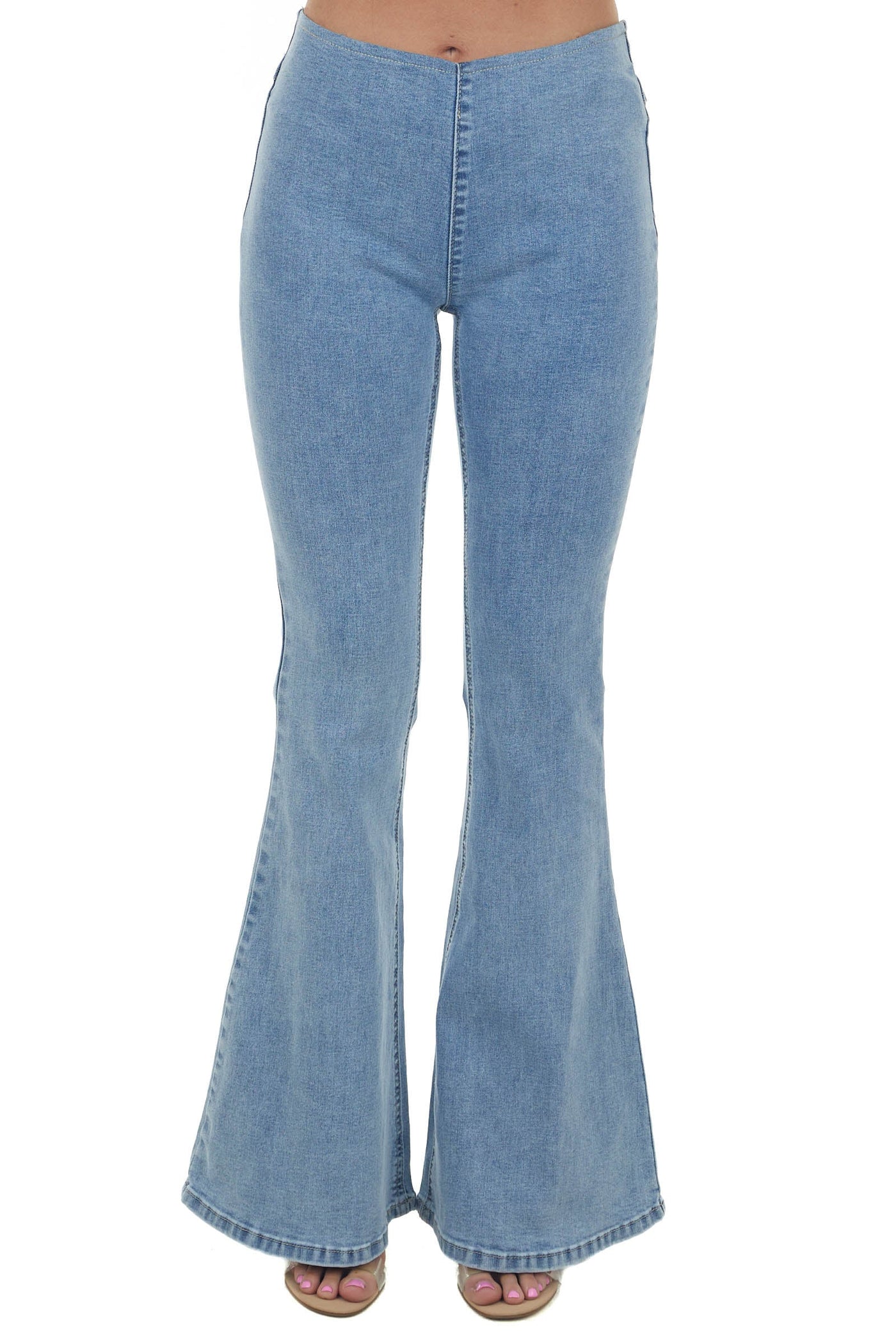 Medium Denim High Rise Flare Jeggings