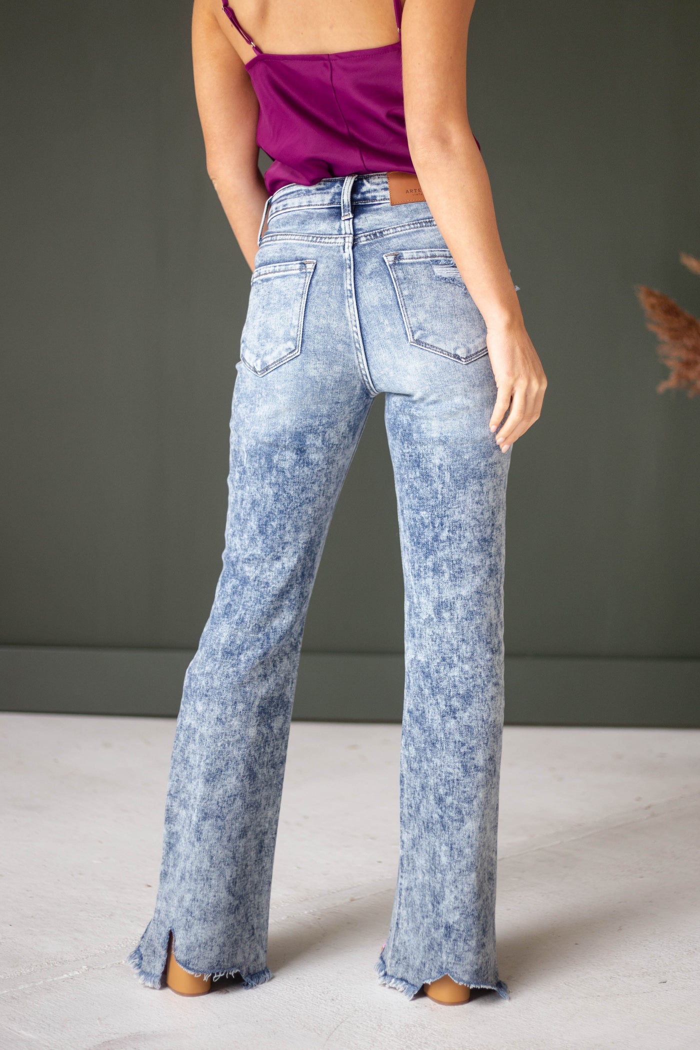 Medium Mineral Wash High Rise Flare Jeans