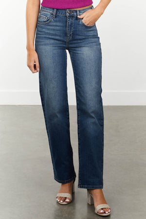 Medium Vintage Wash High Waisted Straight Jeans