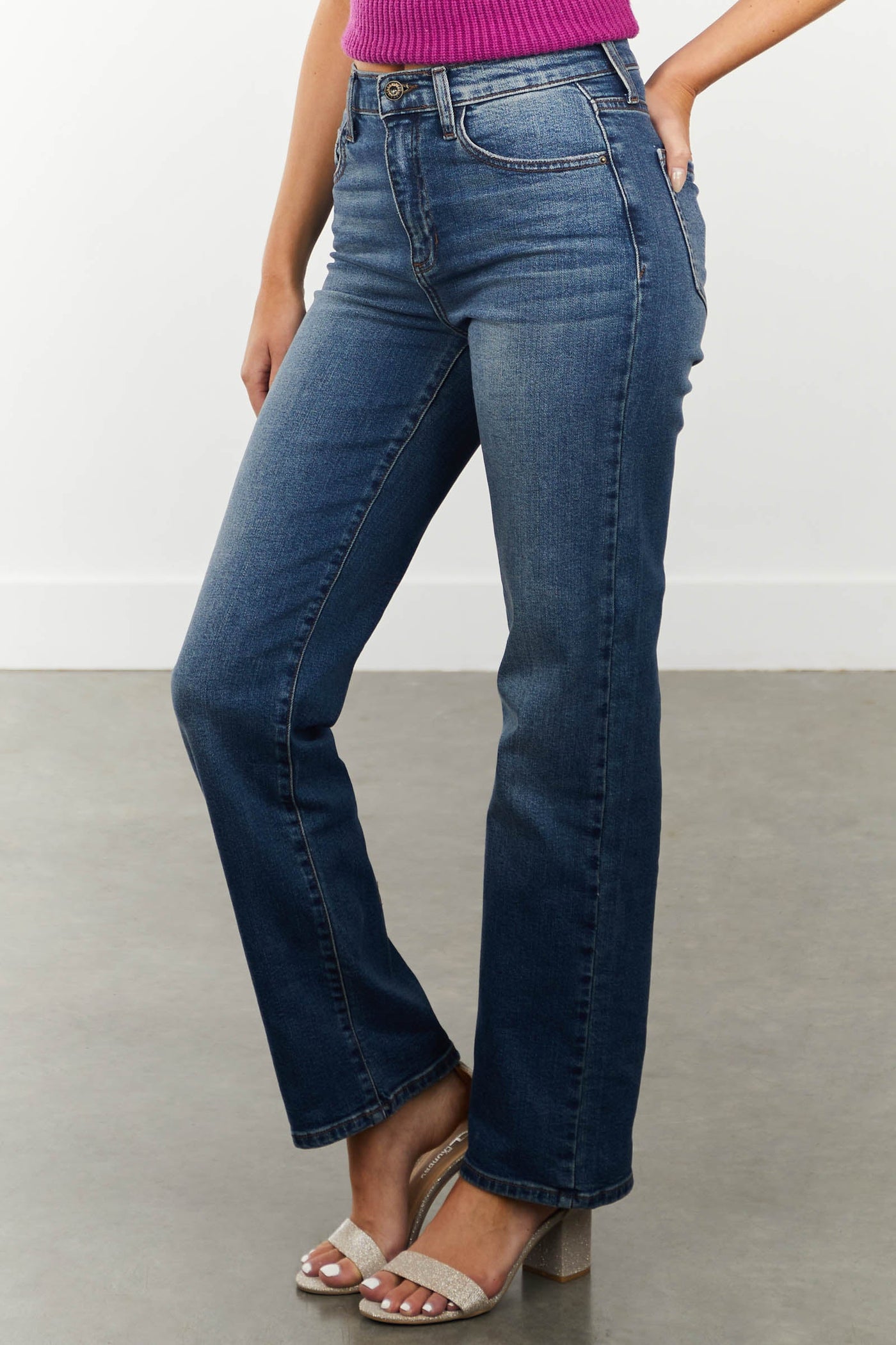 Medium Vintage Wash High Waisted Straight Jeans