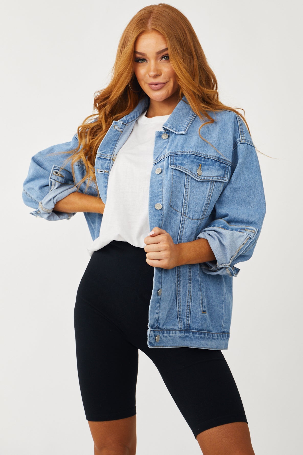 Medium Wash Denim Jacket with Americana Patch