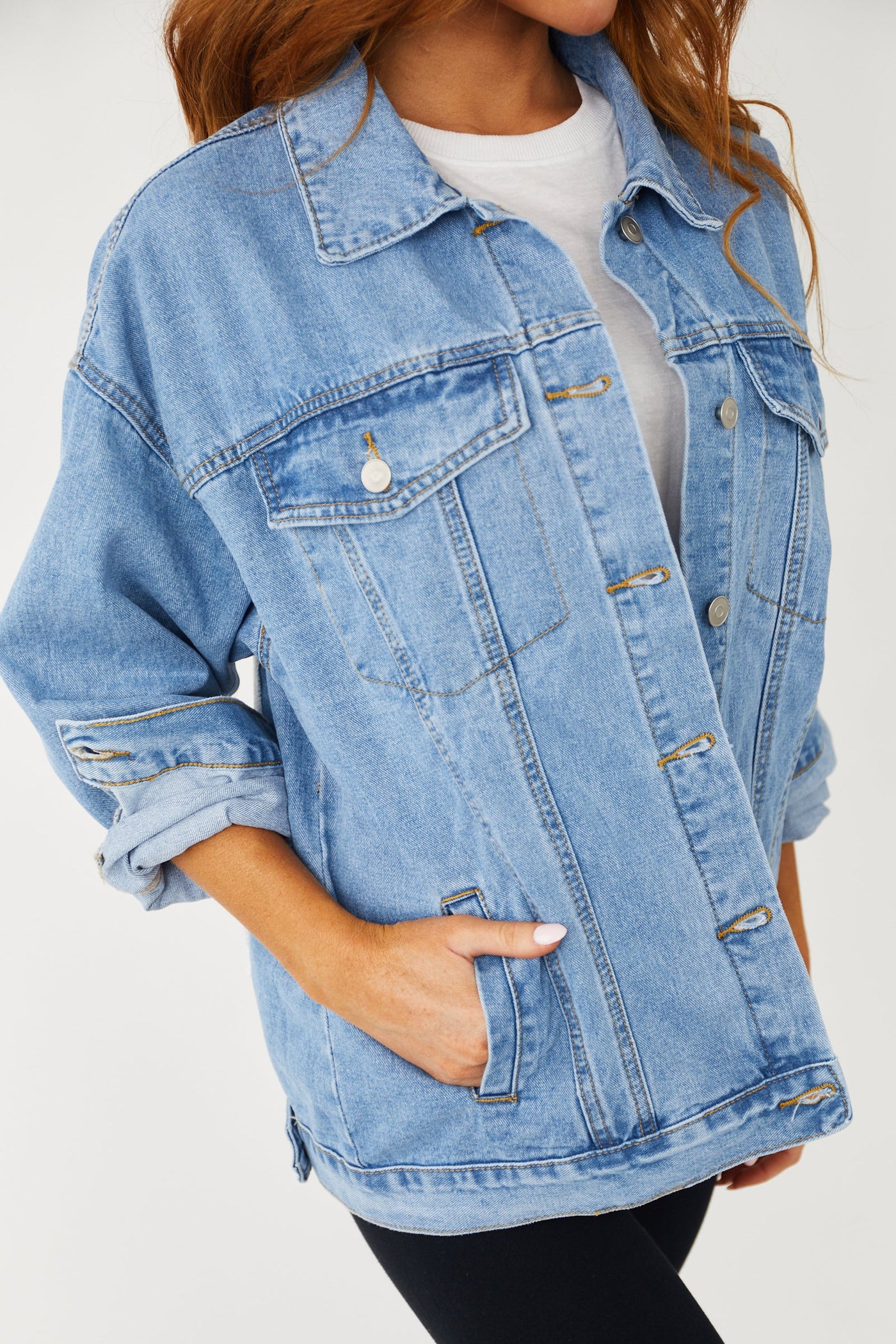 Medium Wash Denim Jacket with Americana Patch